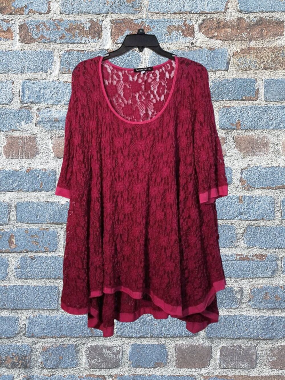 Surrealist USA Lace Tunic Top – Size 2 (XL/XXL), Dark Rose Pink